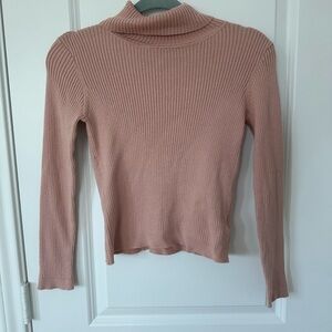 Girls Copper Key Ribbed Turtleneck Sweater